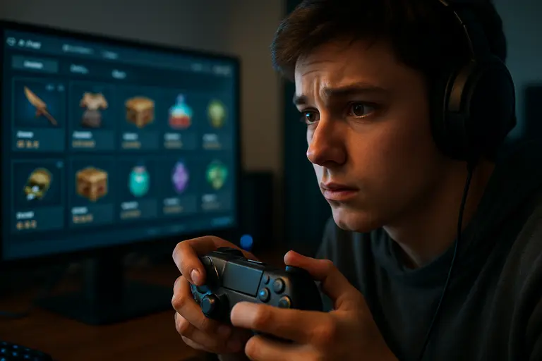 A player studies an in-game purchase prompt before choosing an item