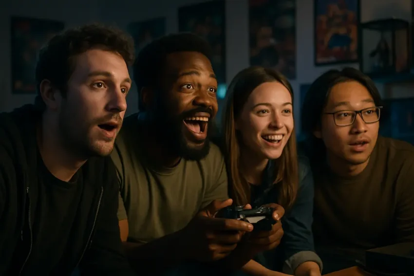 Player comparing game remakes value on a living room screen with a controller nearby
