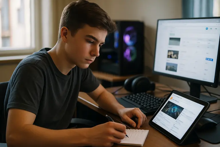 Gamer comparing a store item price with a monthly budget on a tablet