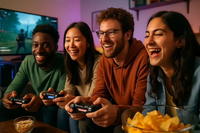 Player testing ad-supported cloud gaming on a living room screen