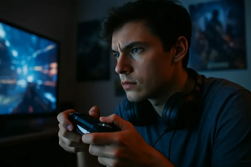 Amazon Luna integration shown through a player using cloud games on a living room TV