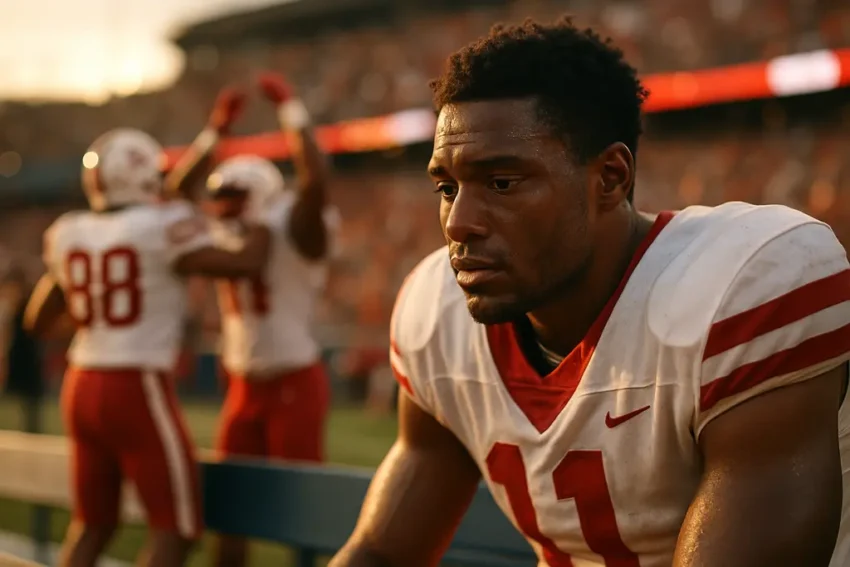 College Football 27 Microtransactions discussion with a controller beside a sports game screen