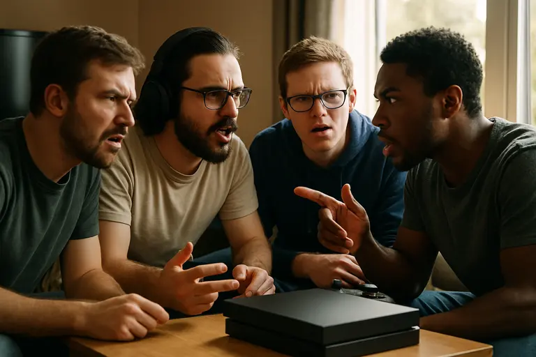 Gamer reading update notes on a second monitor during a play session