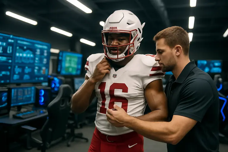 Player checking account spending controls before starting a sports game