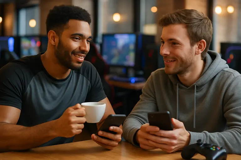 Returning player checking game settings and progression before joining a match